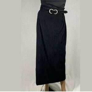 Vintage High Waist Belted Pencil Maxi Skirt Womens 14 Preppy Office Western